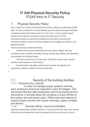IT 244 Physical Security Policy