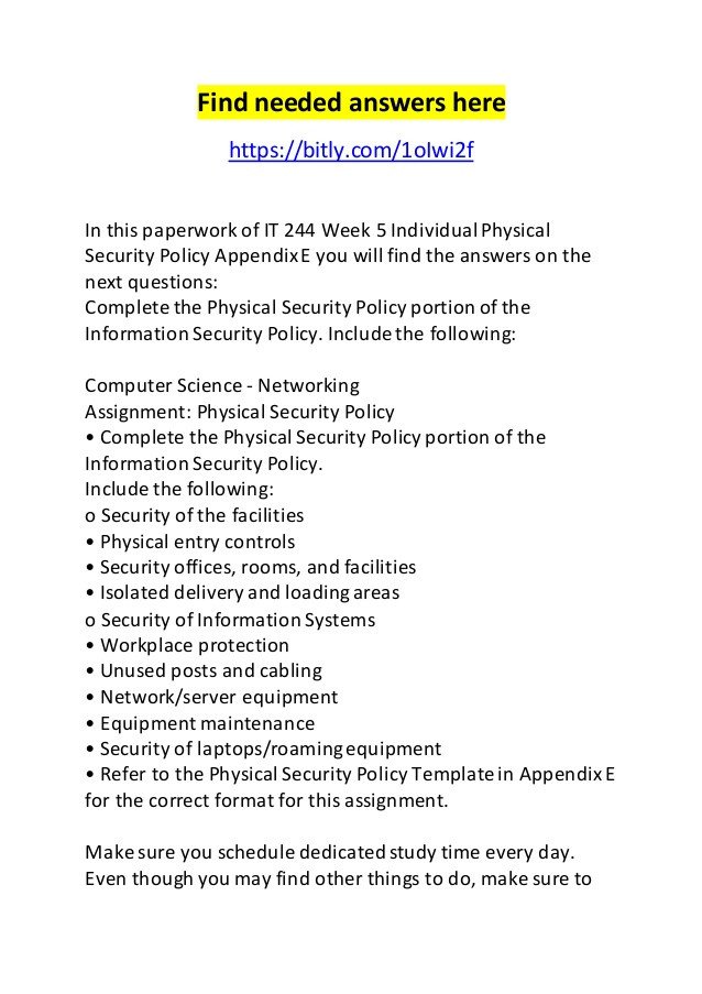 It 244 week 5 individual physical security policy appendix e