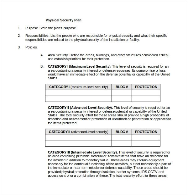 Sample Security Plan Template 10 Free Documents in PDF