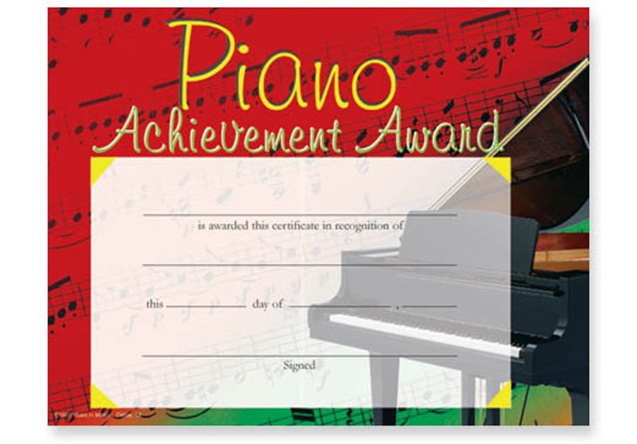 COLORFUL PIANO AWARD CERTIFICATES PKG 25 11" x 8½" Pkg