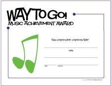 Free Printable General Music Award Certificates