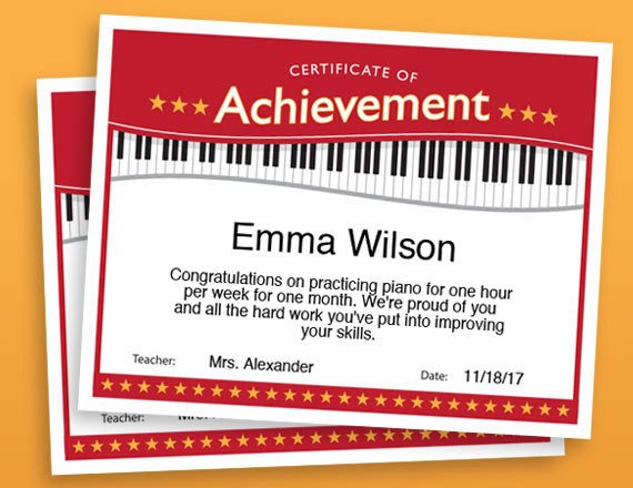 Piano Achievement Certificate Piano Award Printables child