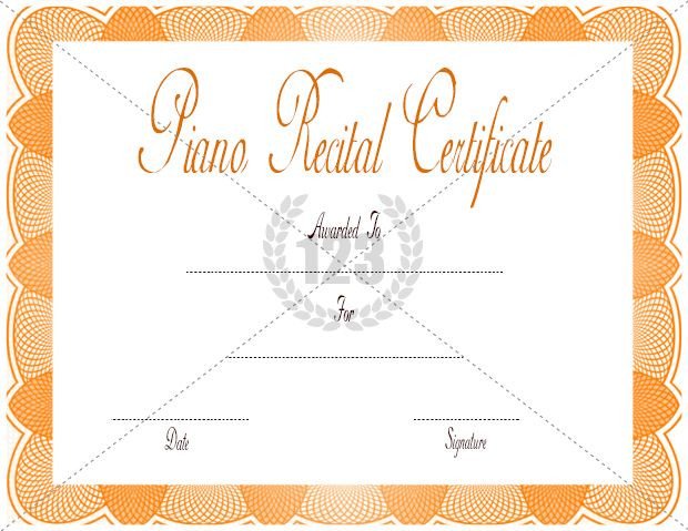 Piano Recital Certificate Template Download Free or