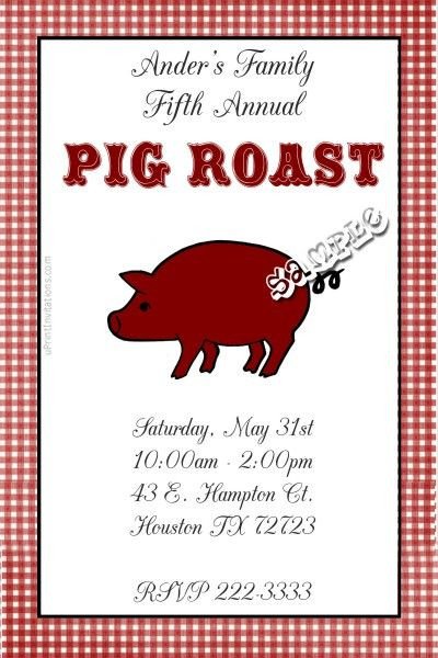 Pig Hog Roast Invitations BBQ Birthday Invitations Get