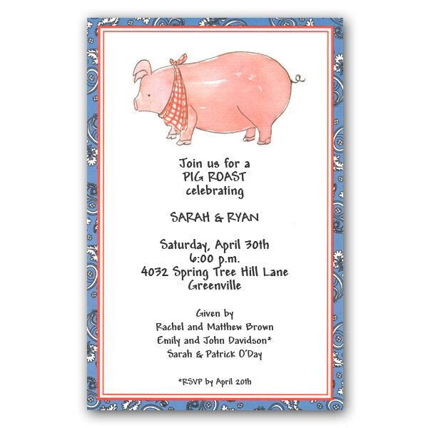 Pink Pig Roast Invitations Clearance