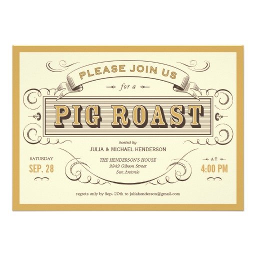 Vintage Pig Roast Invitations 5" X 7" Invitation Card