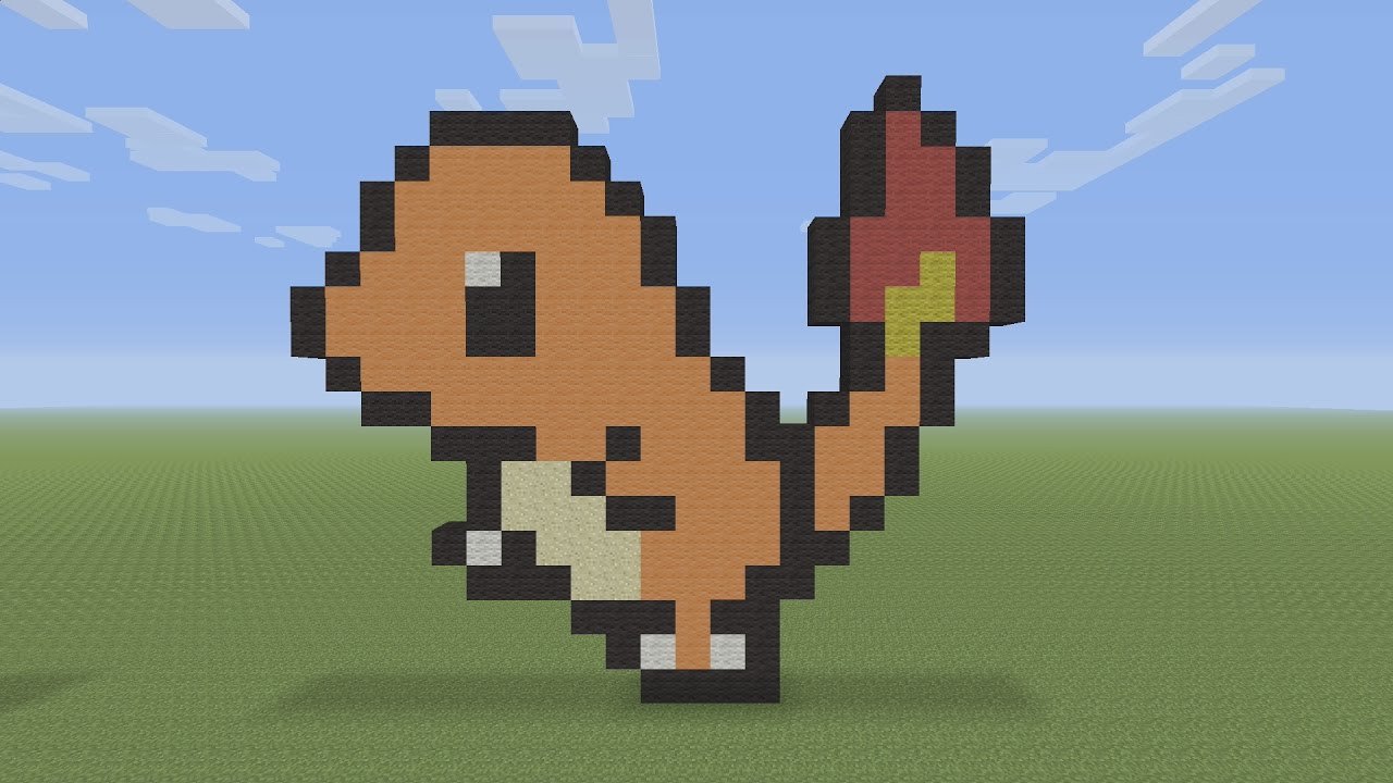 Minecraft Pixel Art Charmander Pokemon 004