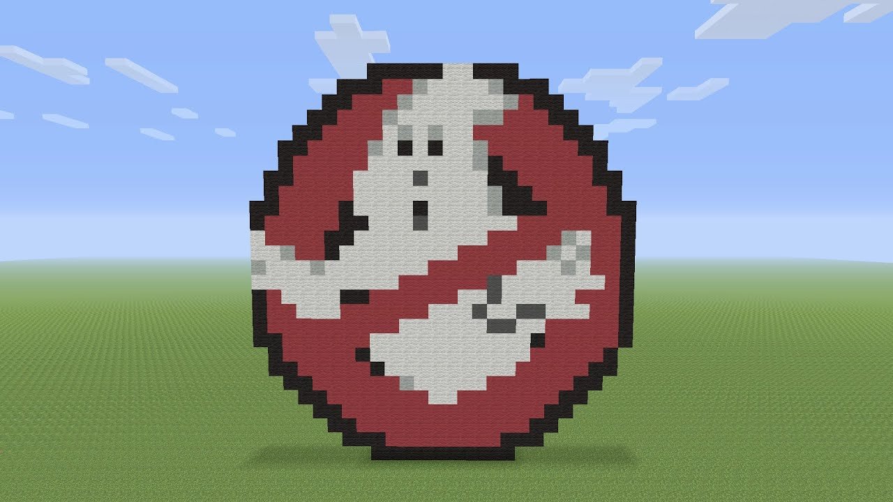 Minecraft Pixel Art Ghostbusters Logo