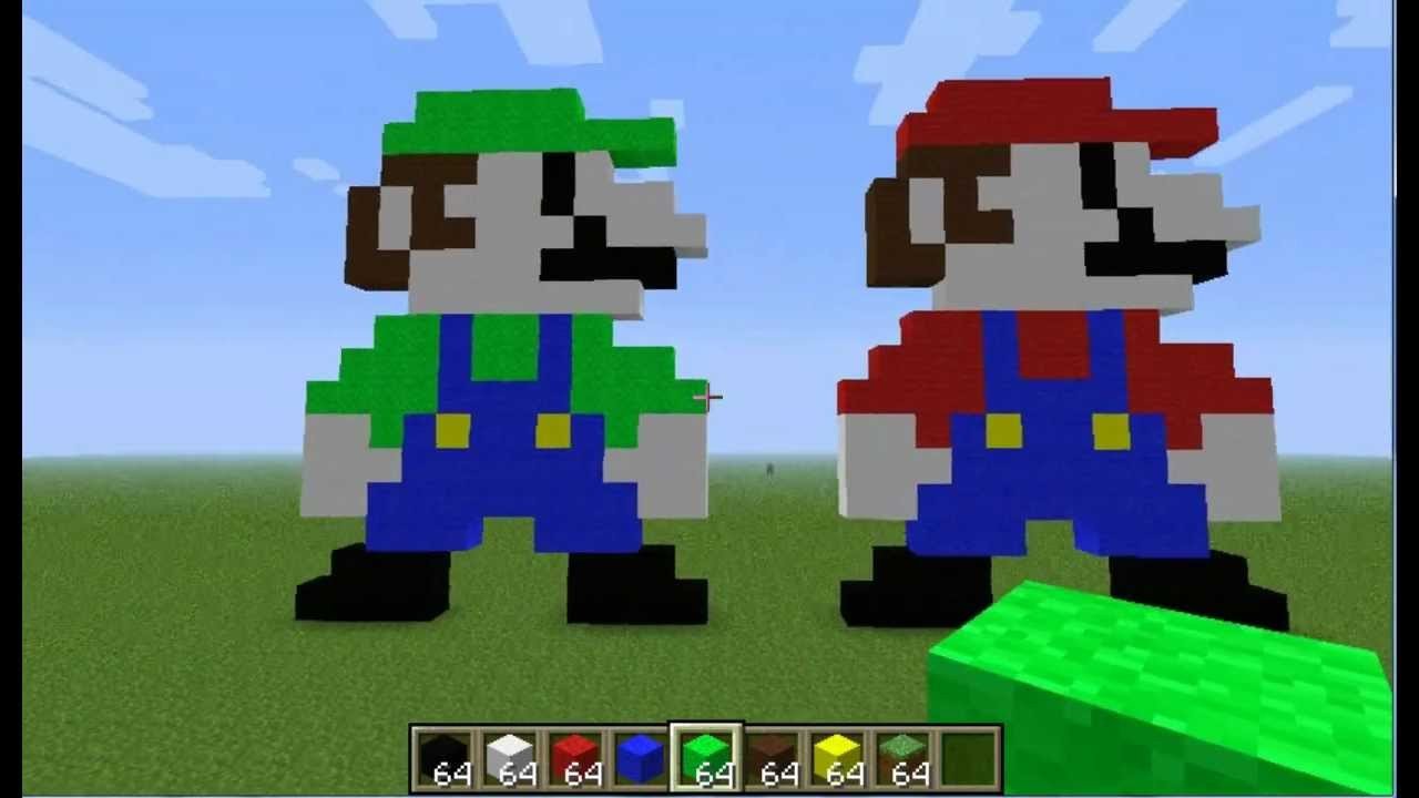 Minecraft Pixel Art tutorial Mario & Luigi