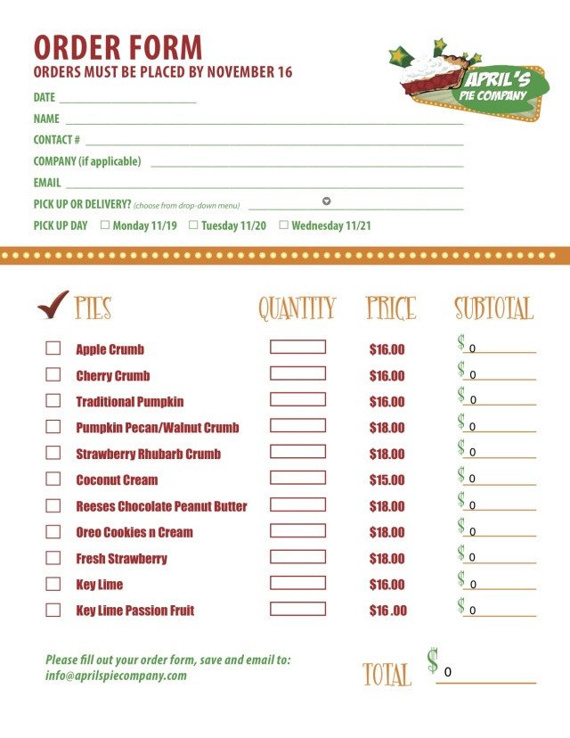 Part 2 of a custom menu order form we created for