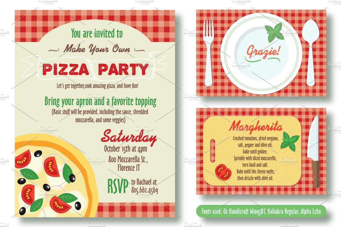Editable Pizza Party Invitation Invitation Templates