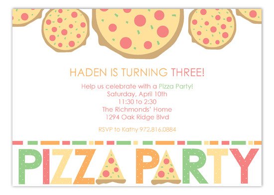 Haden is Turning Three Pizza Party Invitations