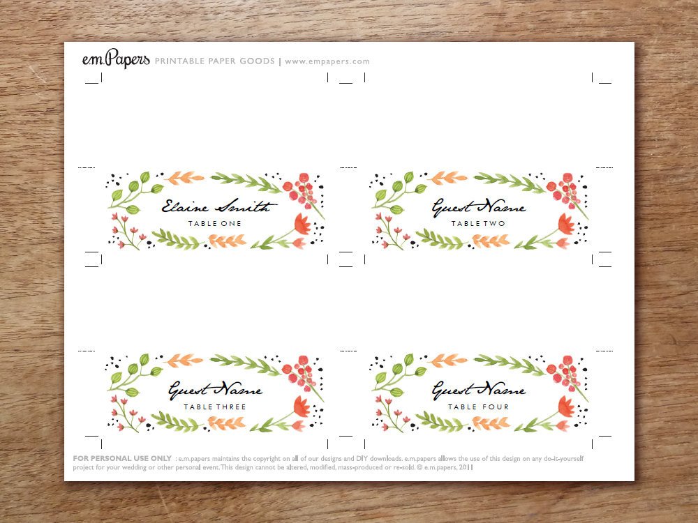 Printable Place Cards Place Card Template Download Water