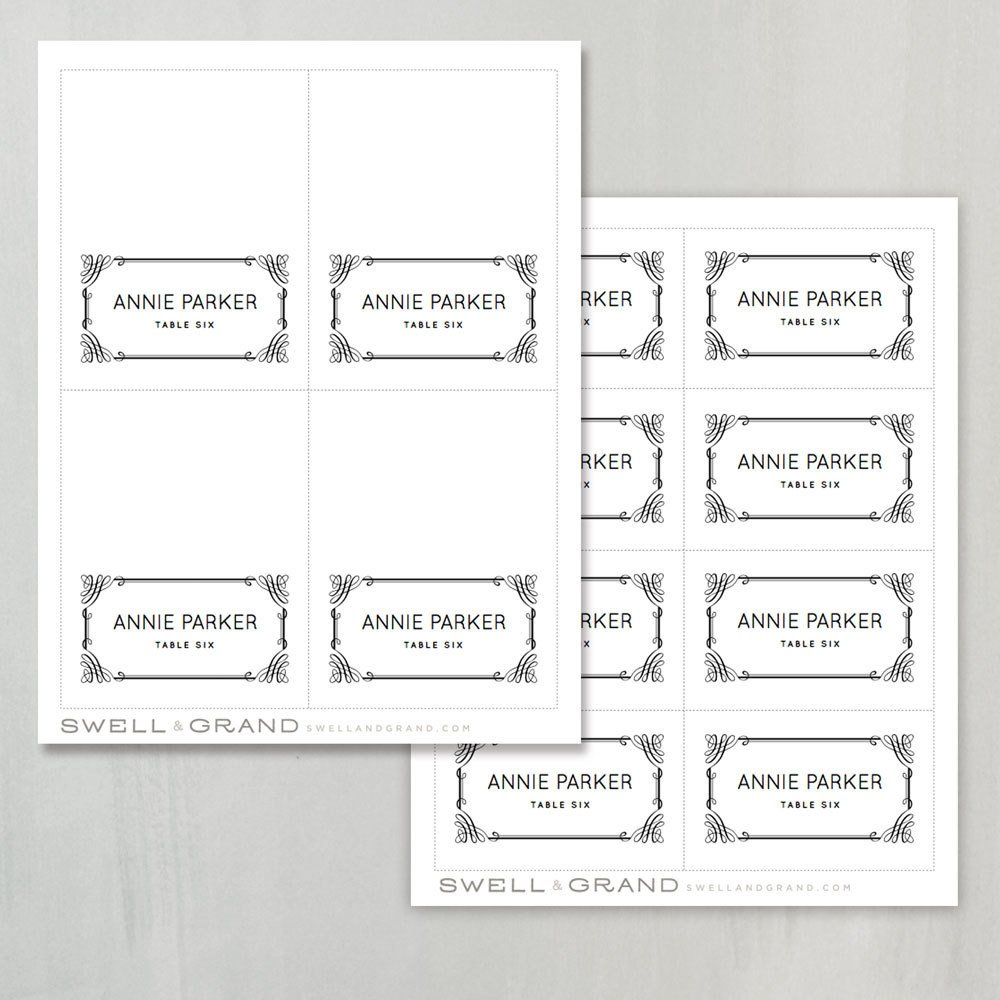 Printable Place Card Template INSTANT DOWNLOAD by
