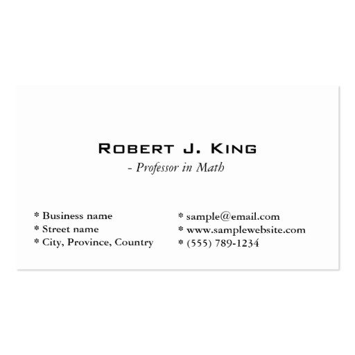 plain simple white Double Sided standard business cards