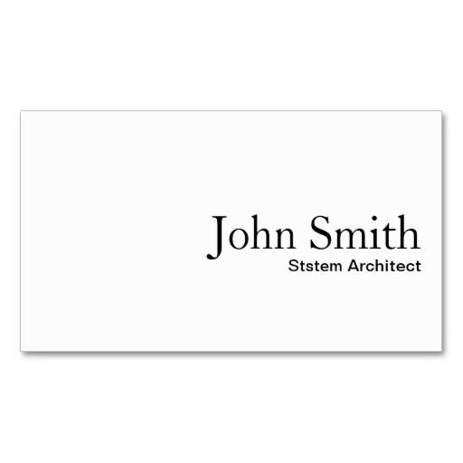 Plain White System Architect Business Card