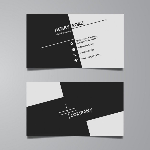 Simple black and white business card template Vector