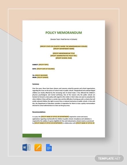 Policy Memo Template 15 Word PDF Google Docs