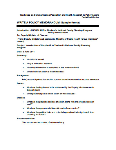 Policy Memo Template Free Download Create Edit Fill