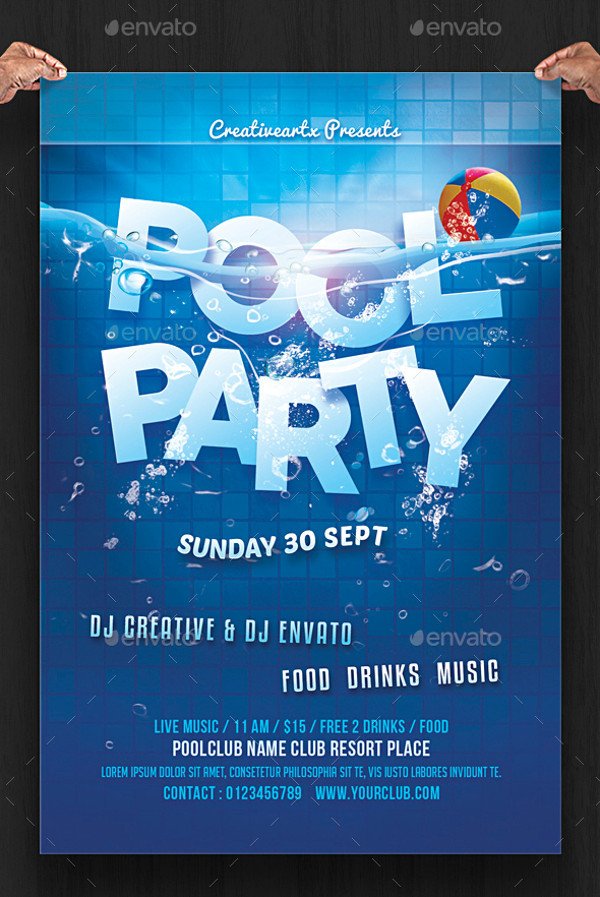 20 Pool Party Flyer Designs JPG PSD AI Illustrator