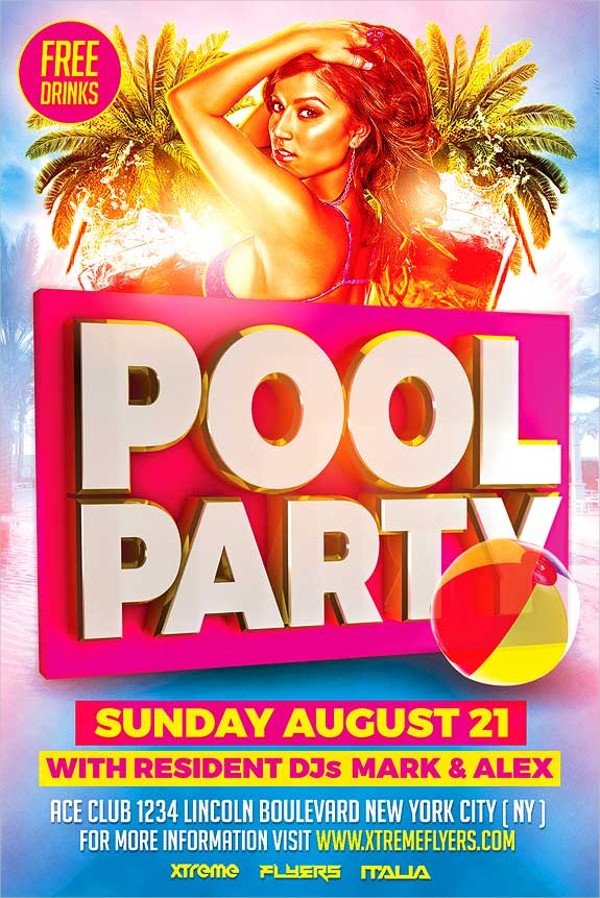 23 Pool Party Flyers Free PSD Word AI EPS Format