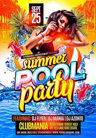 40 Best Summer Pool Party Flyer Print Templates 2016