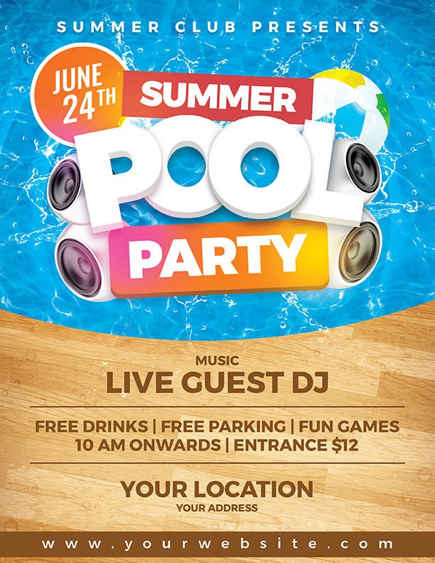 Summer Pool Party Flyer Template by Dilanr on DeviantArt