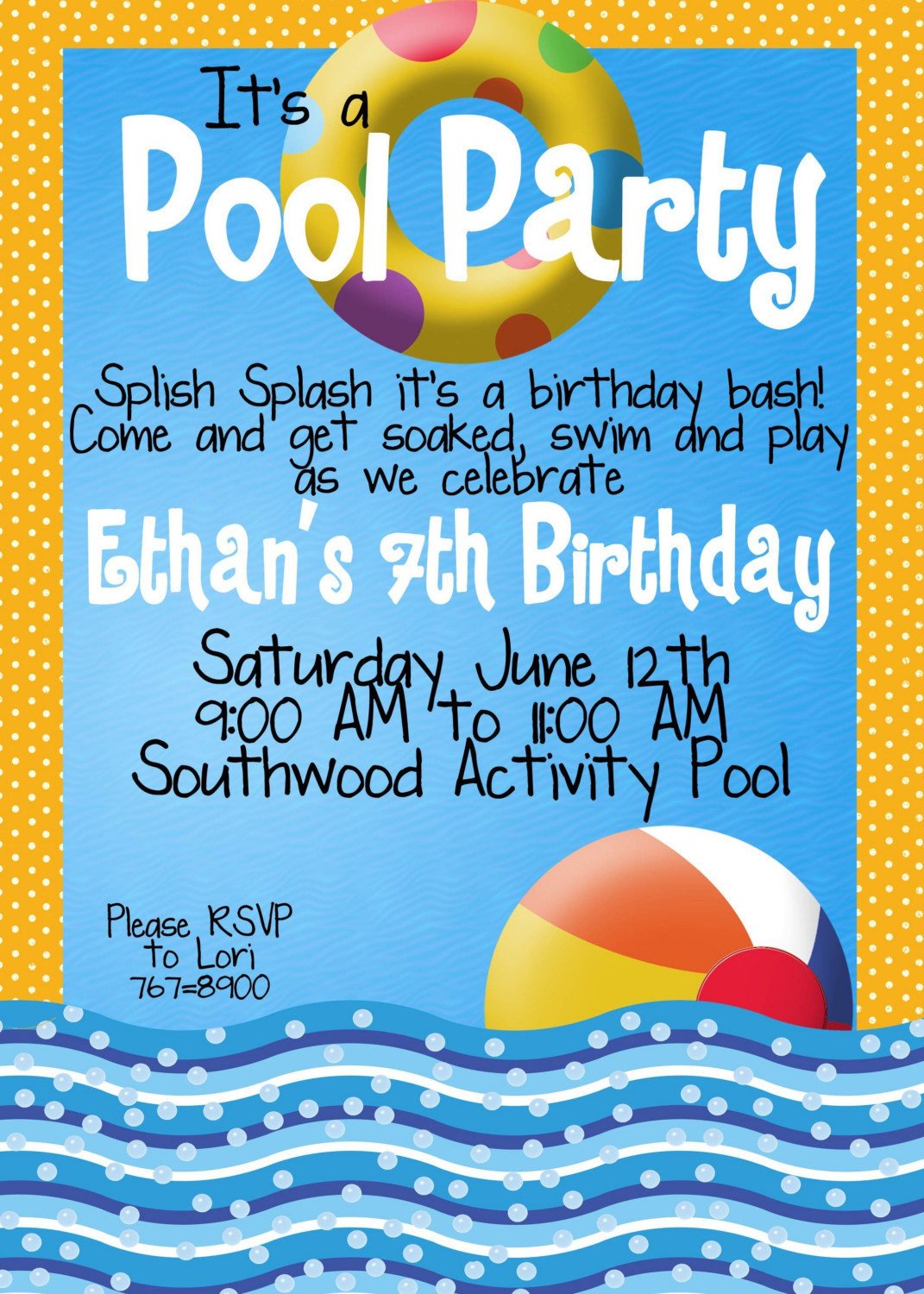 Pool Party Invitations by MagicbyMarcy on Etsy