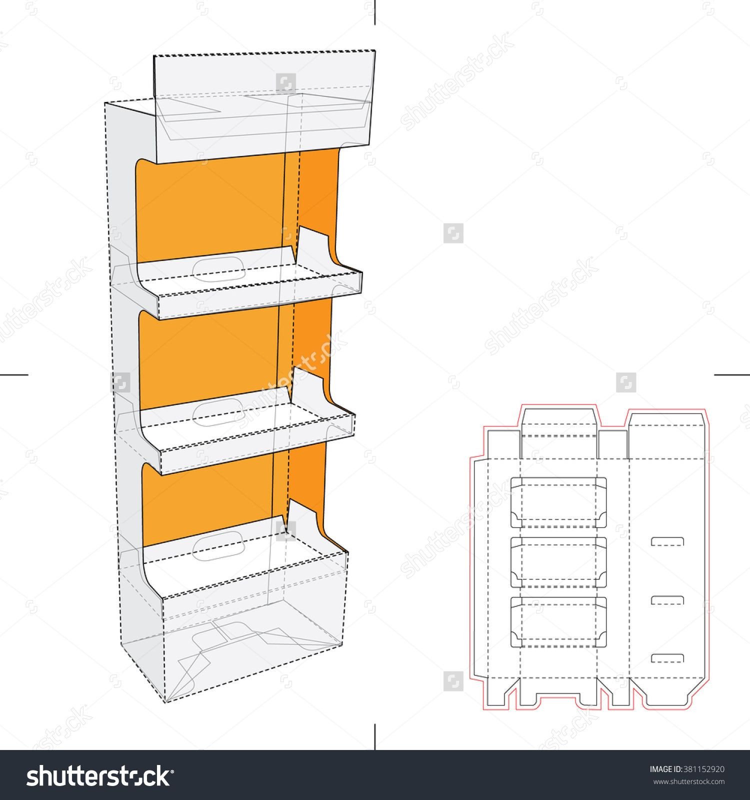 Display Stand Shelf With Blueprint Layout Stock Vector