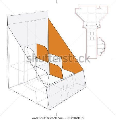 Shelf Stand Box with Counter Display and Die Line Template