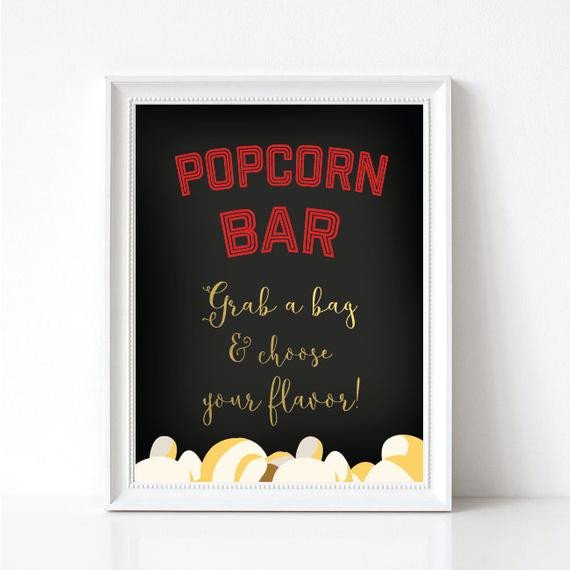 Chalkboard Popcorn Bar Sign Outdoor Movie Party Popcorn Sign