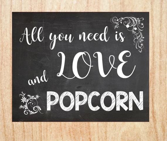 Popcorn Table sign PRINTABLE wedding chalkboard digital