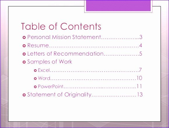 10 Table Contents Excel Template ExcelTemplates