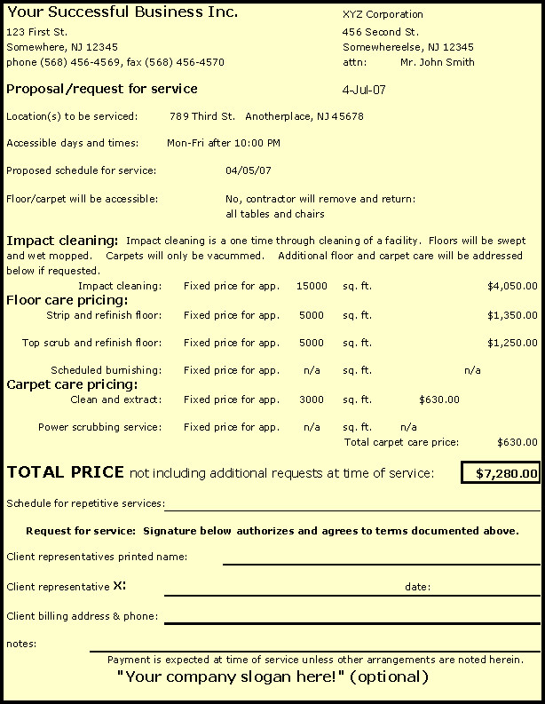 Construction site cleaning cleanup bid proposal pricing