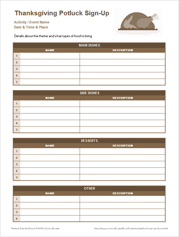 Download the Thanksgiving Potluck Sign Up Sheet from