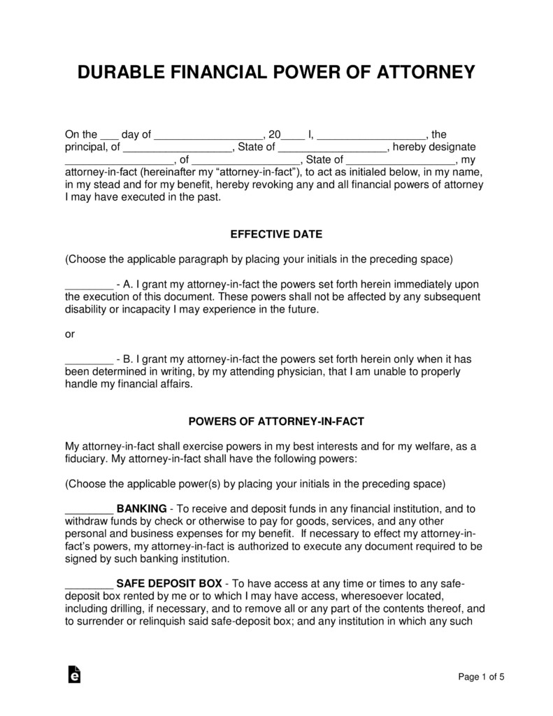Free Power of Attorney Forms Word PDF