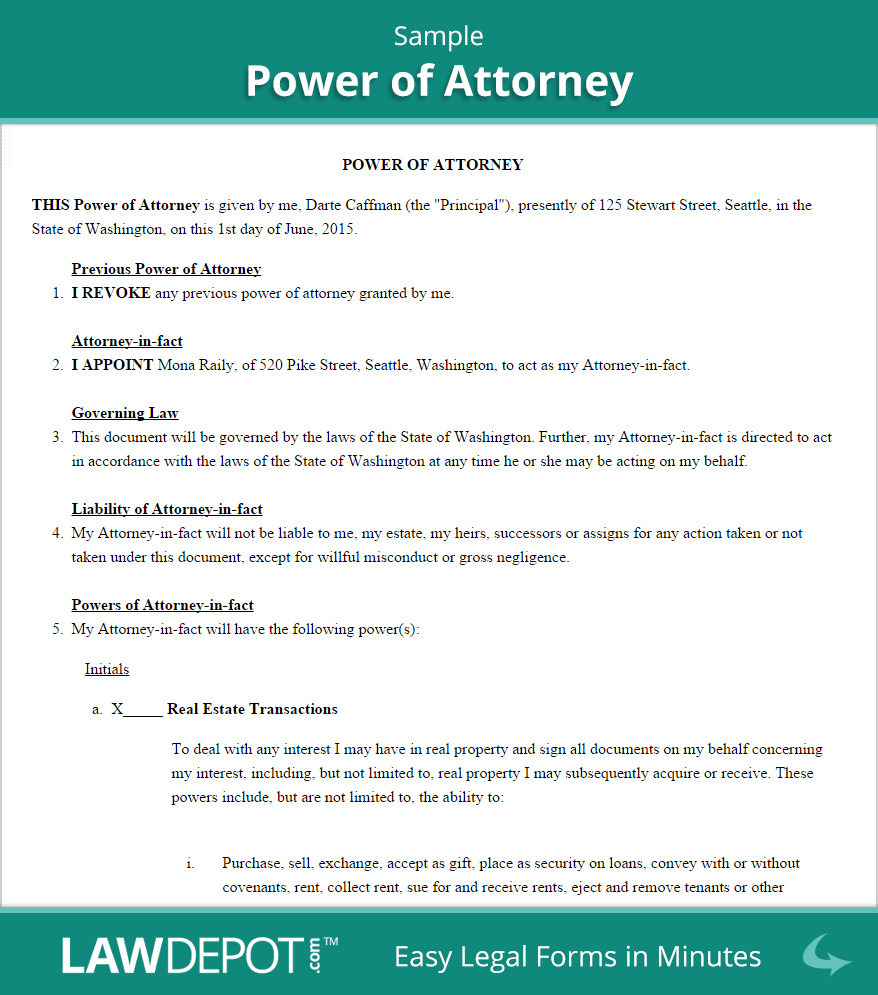 Power of Attorney Form Free POA Forms US