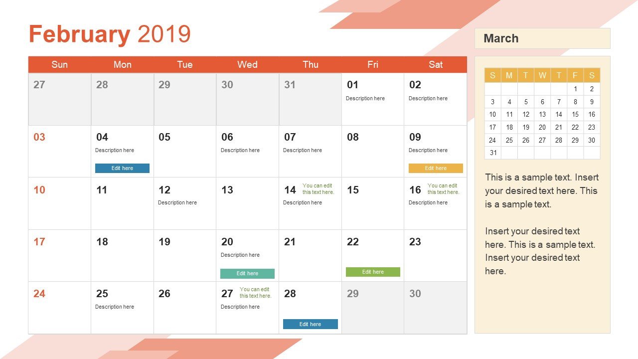 February PowerPoint Calendar 2019 SlideModel