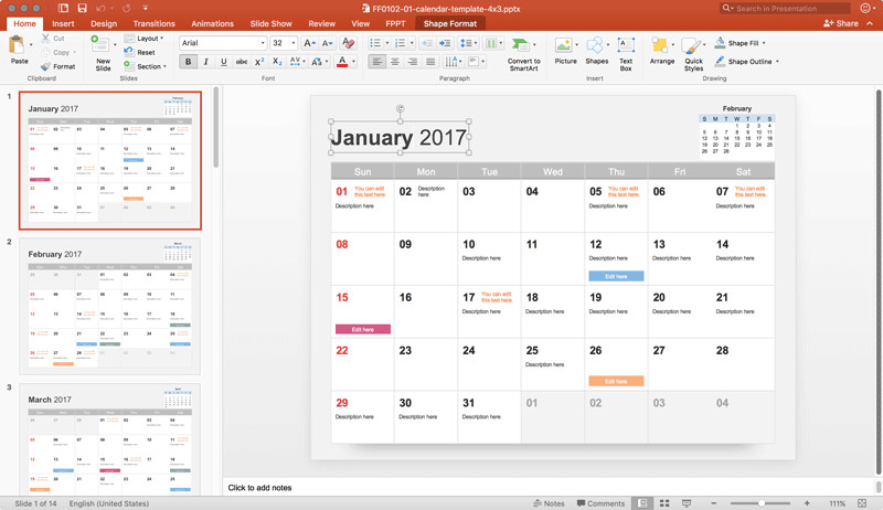 Free Calendar 2017 Template for PowerPoint