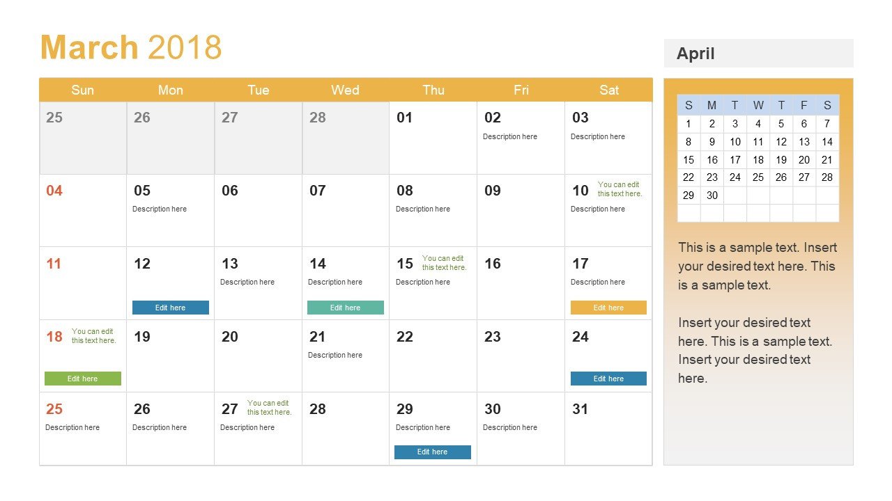 PowerPoint Calendar Template Year 2018 SlideModel