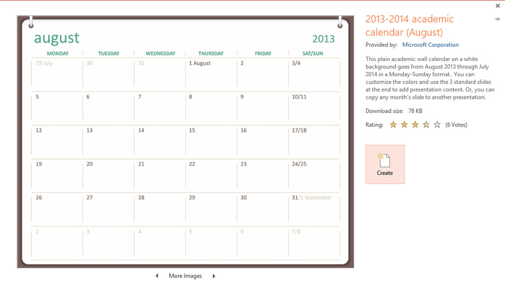 PowerPoint How to insert an monthly calendar
