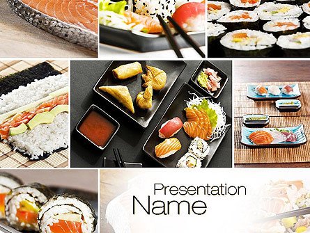 Sushi Collage PowerPoint Template Backgrounds