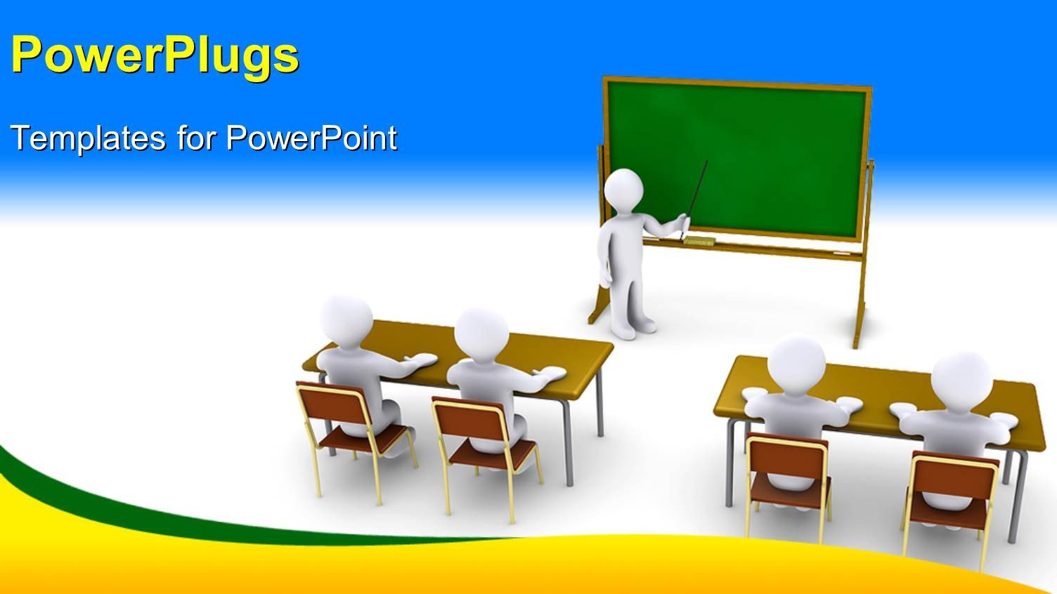 PowerPoint Template 3D characters of a teacher teaching