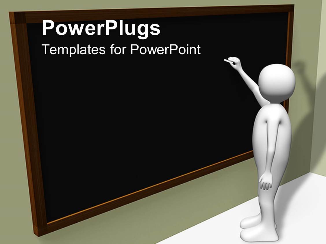 PowerPoint Template person writing on blackboard with