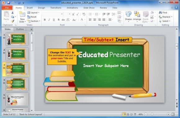 Animated Blackboard Template For Educational PowerPoint