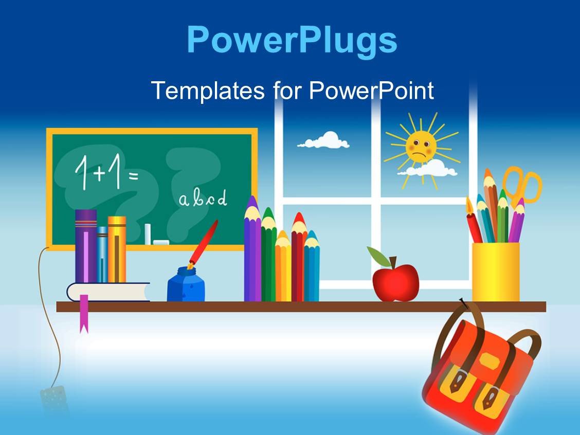 PowerPoint Template a classroom setting with lots of
