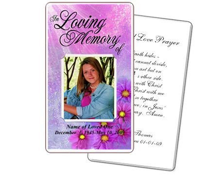 Memorial Prayer Cards Sparkle Floral Printable DIY Prayer