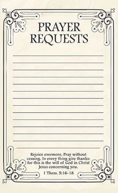 printable prayer request form template Google Search