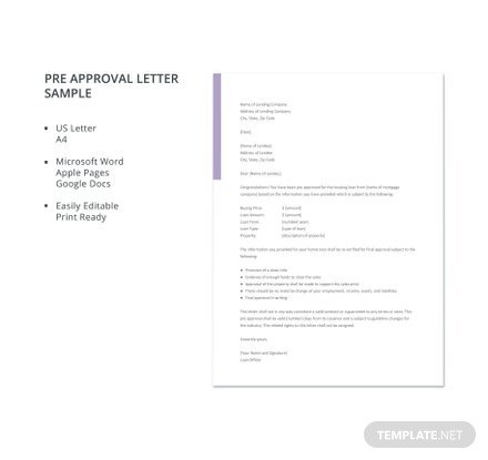 Pre Approval Letter Sample Template in Microsoft Word