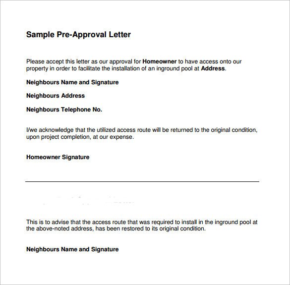 Sample Pre Approval Letter 8 Download Free Documents in